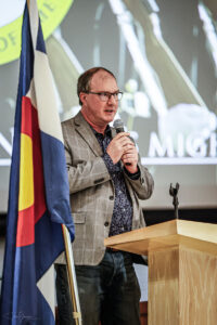 Boulder Mayor Aaron Brockett addresses attendees