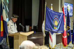 Gene Schiferl leads the the Vietnam Veteran Commemoration pinning